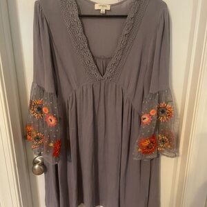 Umgee Lavender Crochet Trim Top